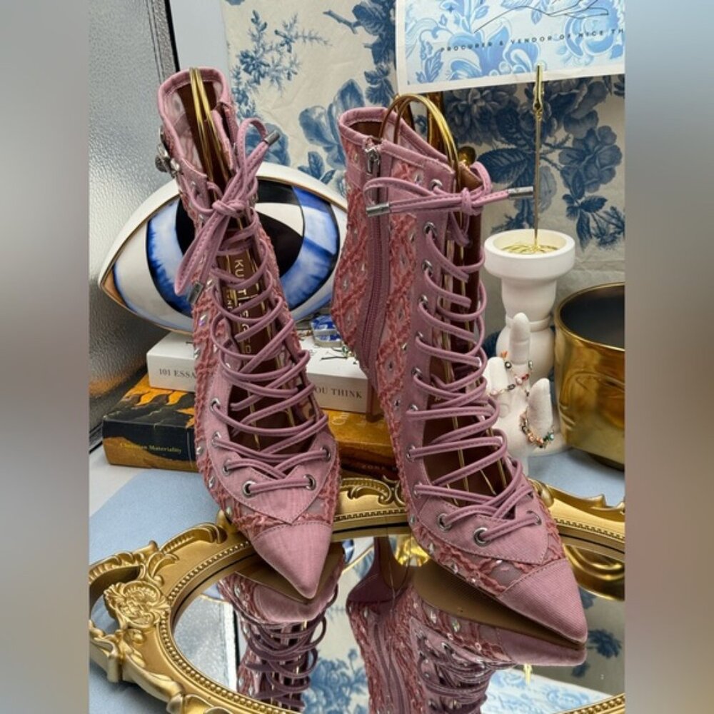 🆕 KURT GEIGER LONDON 🧿 NWOB Embellished Mansion Corset Ankle Boots - Sz 37 US7 - Picture 3 of 16